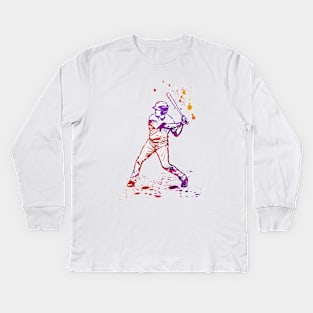 Baseball Batter or Hitter in Launch Position - 02 Kids Long Sleeve T-Shirt